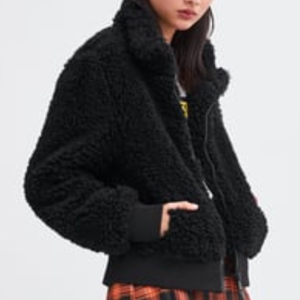 ZARA Cozy Fleece Bomber Jacket